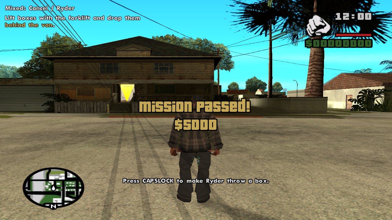 Game text: an objective with the player's key, MISSION PASSED with a number, help text with its colours