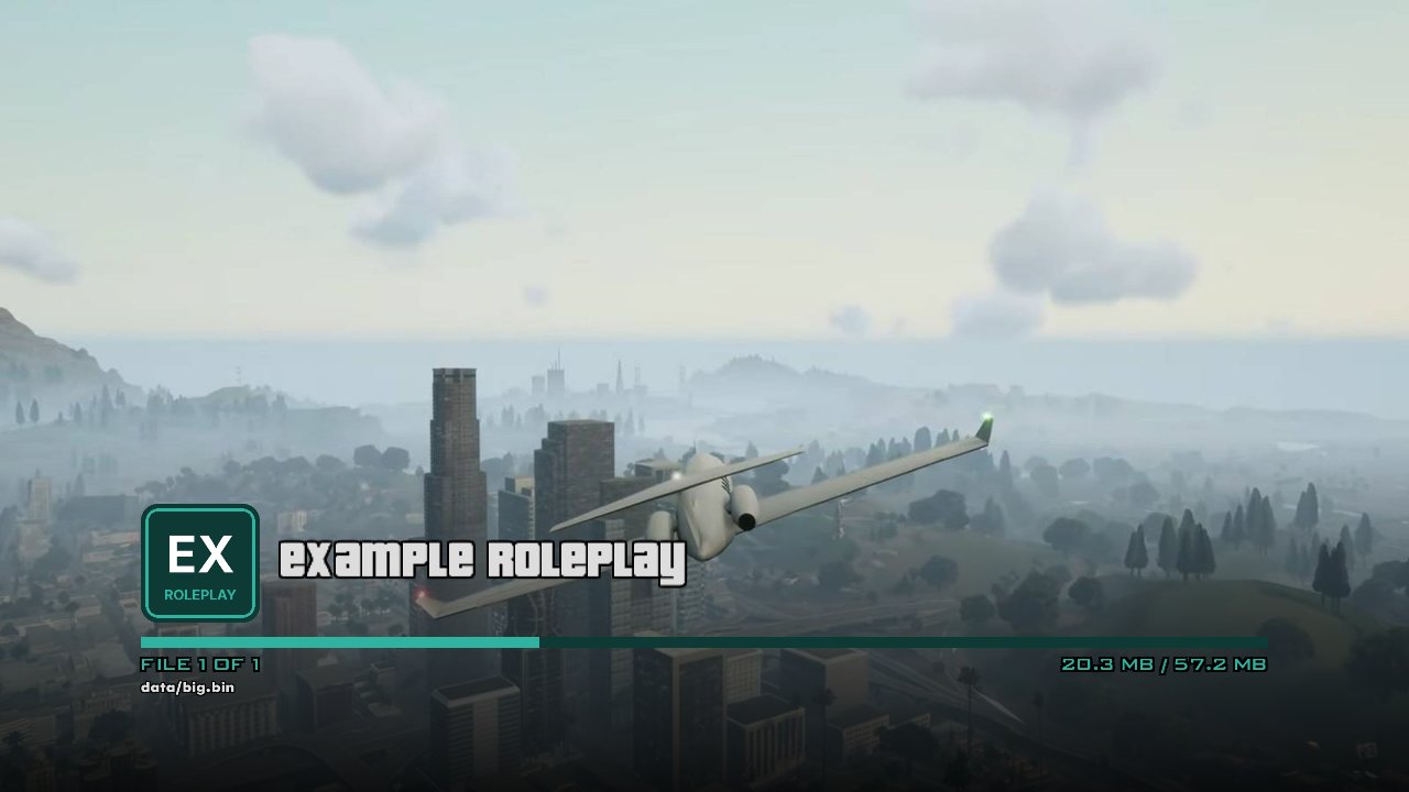 The loading screen with the server's name beside its logo