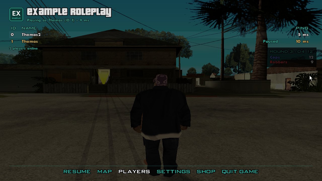 The pause menu with a server's branding